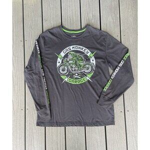 Gas Monkey Garage Long Sleeve T Shirt Mens Large Gray Green Motorcycle Biker